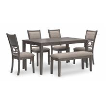 D425-325 Wrenning Dining Table and 4 Chairs and Bench (Set of 6)