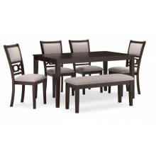 D422-325 Langwest Dining Table and 4 Chairs and Bench (Set of 6)