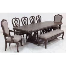 D947-55TB-01(4)-01A(2)-00 8PC SETS Maylee Dining Extension Table + 4 Chairs + 2 Arm Chairs + Bench