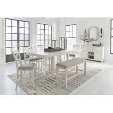 D642-32-124(6)-09 8PC SETS Robbinsdale Counter Height Dining Extension Table + 6 Barstools + Bench