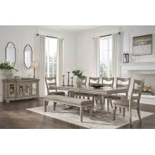 D924-55-01(6)-00 8PC SETS Lexorne Dining Extension Table +6 Chairs + Bench