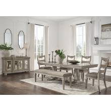 D924-55-01(4)-00 6PC SETS Lexorne Dining Extension Table + 4 Chairs + Bench
