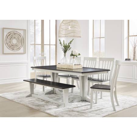 D796-25TB-01(5)-00 7PC SETS Darborn Dining Table + 5 Chairs + Bench