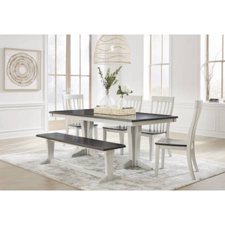 D796-25TB-01(4)-00 6PC SETS Darborn Dining Table + 4 Chairs + Bench