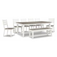 D597-35-01(6)-00 8PC SETS Nollicott Dining Extension Table + 6 Chairs + Bench