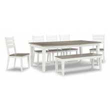 D597-35-01(5)-00 7PC SETS Nollicott Dining Extension Table + 5 Chairs + Bench