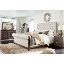 B798-81-96-31-36-92 4PC SETS  Hillcott Queen Upholstered Bed + Dresser + Mirror + Nightstand