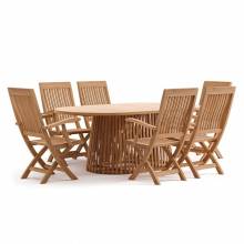 GM-2031-PK-7PC Lovina Oval Dining Table + 6 Arm Chairs
