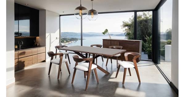 FM30002WN-T-7PC 7PC SETS Logstor Dining Table + 6 Side Chairs