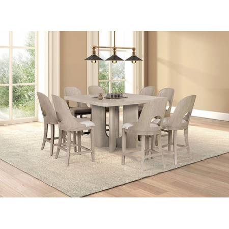 FM39004AK-PT-9PC 9PC SETS Sterling West Square Counter Ht. Table + 8 Chairs