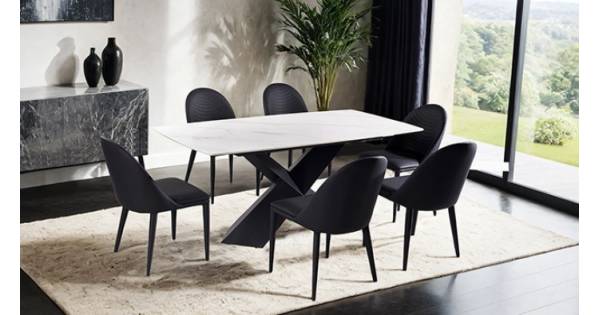 FM3700BK-T-TABLE-7PC 7PC SETS Lenvik Dining Table + 6 Side