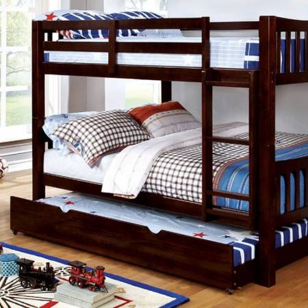 CM-BK929F-EX-BED Cameron Full/Full Bunk Bed, Dark Walnut
