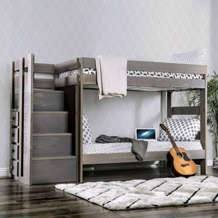AM-BK102GY-BED-SLAT Ampelios Twin/Twin Bunk Bed