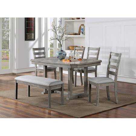 CM3542GY-T-6PC 6PC SETS LAQUILA DINING TABLE + 4 SIDE CHAIRS + BENCH