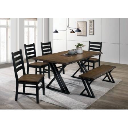 CM3257A-T-6PC 6PC SETS BARBARY DINING TABLE + 4 SIDE CHAIRS + BENCH