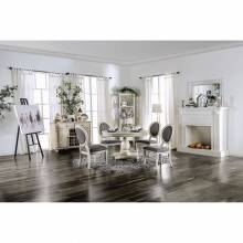KATHRYN 7PC SETS ROUND DINING TABLE White finish