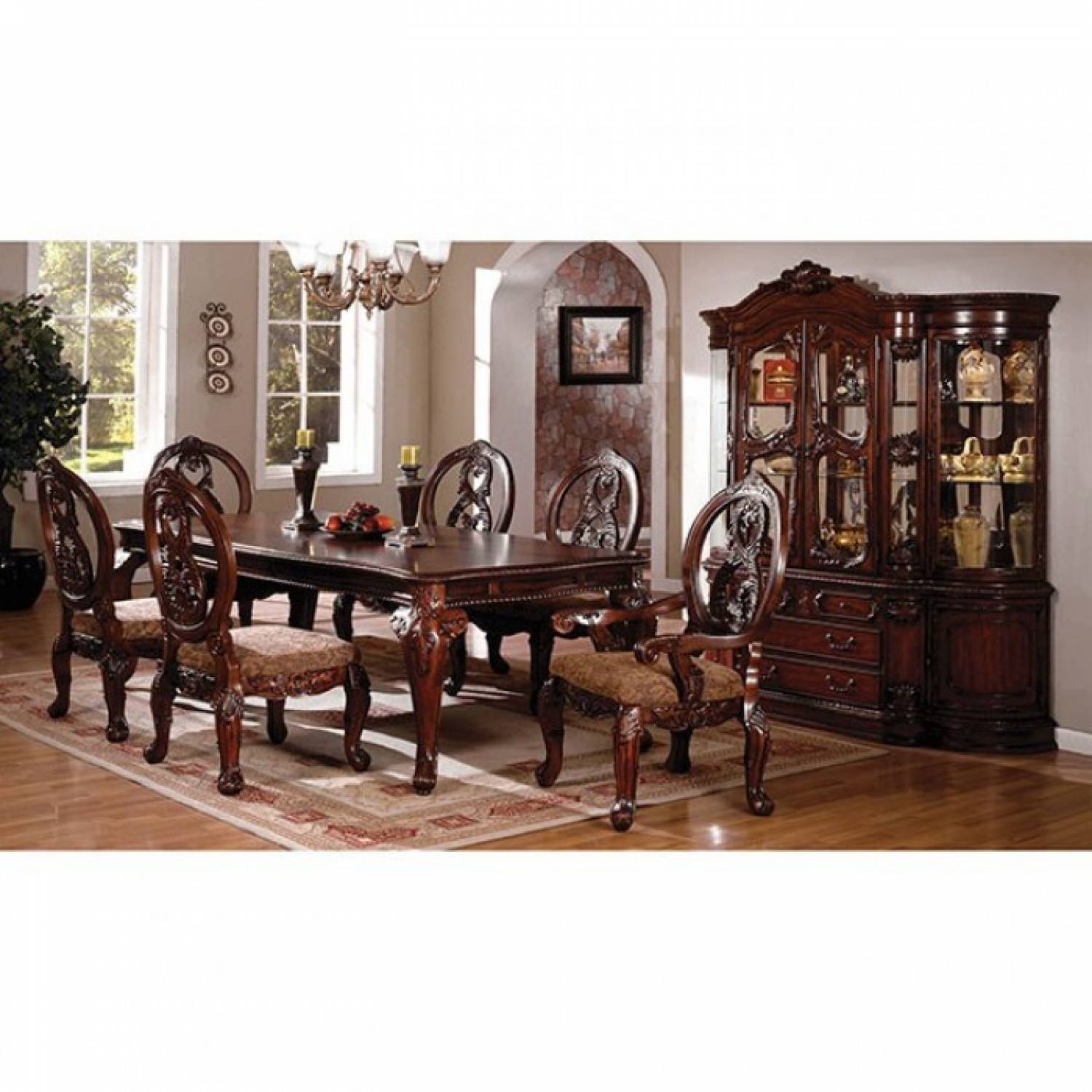 Cherry dining room set best sale with hutch