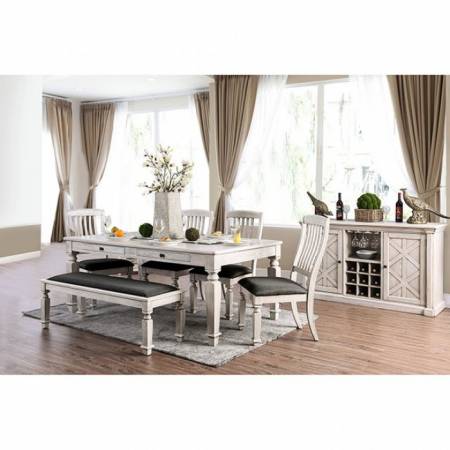 CM3089T-6PC 6PC SETS GEORGIA DINING TABLE + 4 SIDE CHAIRS + BENCH