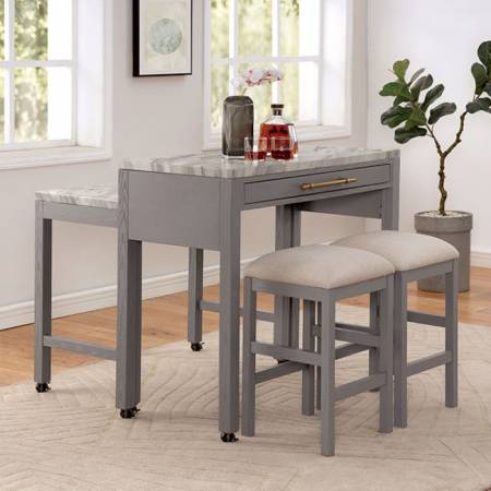 FOA3544LG-PT-3PC 3PC SETS WHITEHALL COUNTER HT. TABLE + 2 Stools
