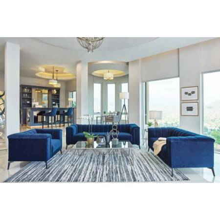 509211-S2 Chalet 2-Piece Tuxedo Arm Living Room Set Blue