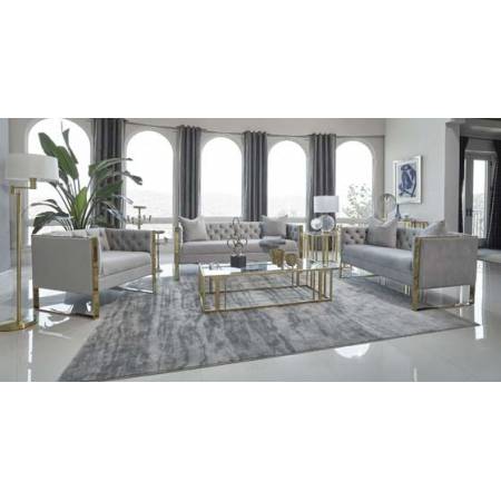 509111-S3 Eastbrook 3-Piece Tufted Back Living Room Set Grey