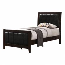 202091T Carlton Twin Upholstered Panel Bed Cappuccino And Black