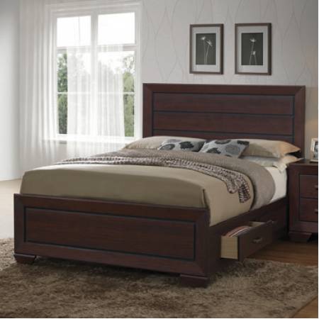 204390KE Kauffman Eastern King Storage Bed Dark Cocoa