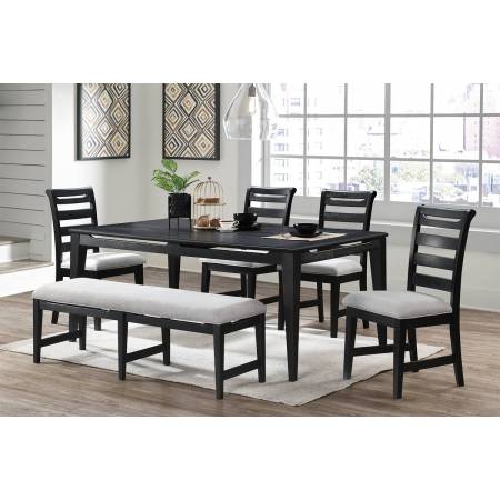 F2521-6PC 6PC SETS Dining Table + 4 Chairs + Bench