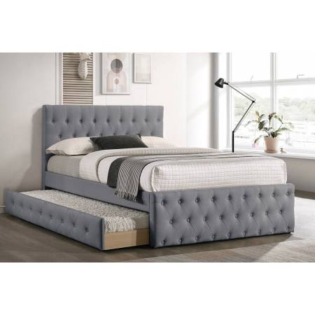 F9519F FULL BED W/TRUNDLE-LIGHT GREY BURLAP