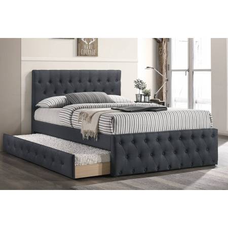 F9518T TWIN BED W/TRUNDLE-CHARCOAL BURLAP
