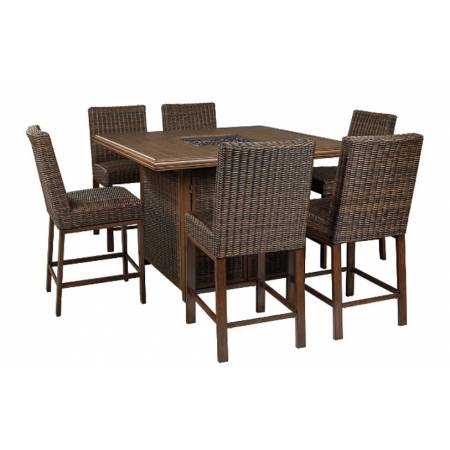 P750-665-5PC Paradise Trail Outdoor Counter Height Dining Table with 4 Barstools