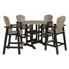P211-613-130(4) 5PC SETS Fairen Trail Round Bar Table w/UMB OPT + 4 Barstool