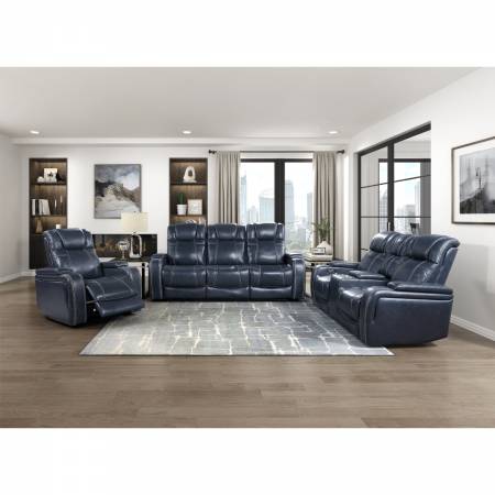 9640BU*3PWH 3PC SETS Power Double Reclining Sofa with Power Headrests and Storage Arms + Love Seat + Chair