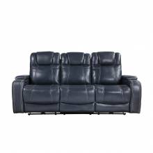 9640BU-3PWH Power Double Reclining Sofa with Power Headrests and Storage Arms