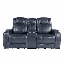 9640BU-2PWH Power Double Reclining Love Seat with Center Console, Power Headrests and Storage Arms