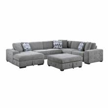9624GY*5LC2R 5-Piece Sectional with Left Chaise and Storage Ottoman