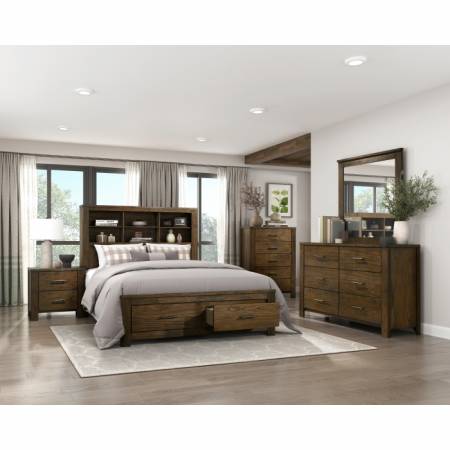 1592F-1*4 4PC SETS Full Platform Bed with Footboard Storage