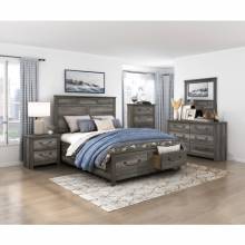 1342-1*4 4PC SETS Queen Platform Bed with Footboard Storage