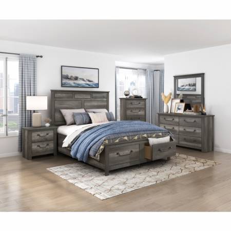 1342-1*4 4PC SETS Queen Platform Bed with Footboard Storage