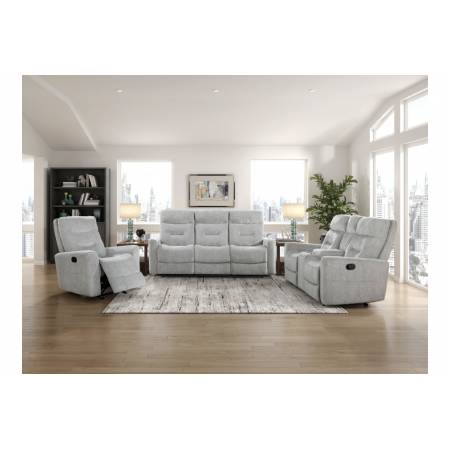 9610GY-3PC 3PC SETS Double Reclining Sofa + Love Seat + Chair