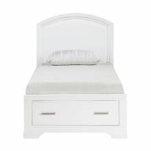 1520WHT-1* Twin Platform Bed with Footboard Storage