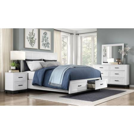 1450WH-1*4 4PC SETS Queen Platform Bed with Footboard Storage