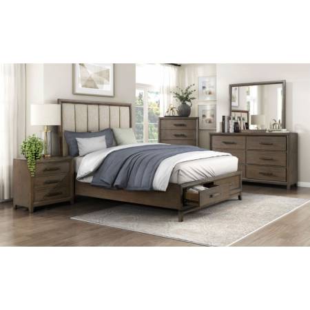 1422N-1*4 4PC SETS Queen Platform Bed with Footboard Storage
