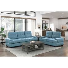 9367BUE*2N 2PC SETS Sofa with Drop-Down Cup Holders + Love Seat