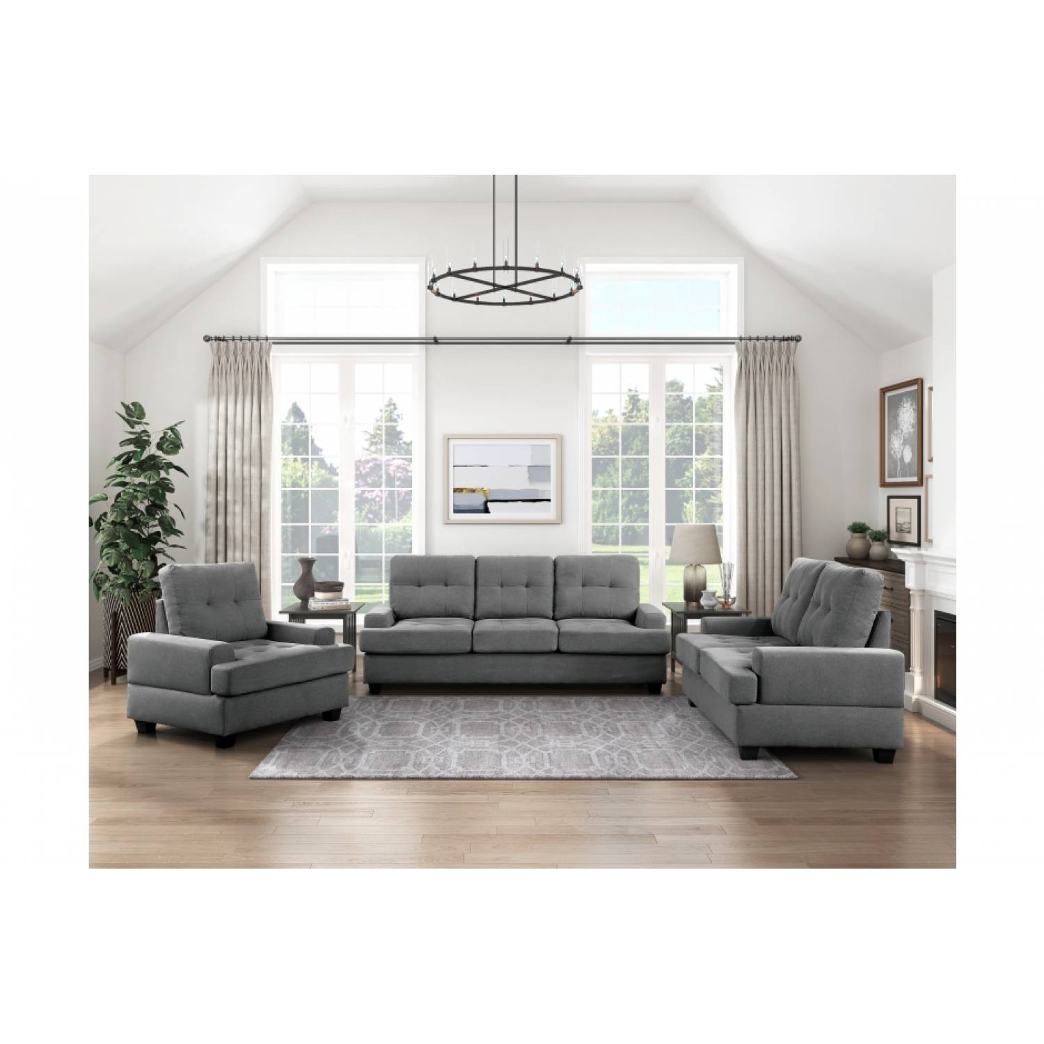 9367dgy 3n 3pc Sets Sofa With Drop Down