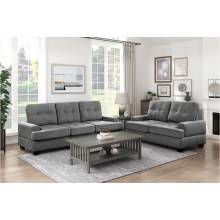 9367DGY*2N 2PC SETS Sofa with Drop-Down Cup Holders