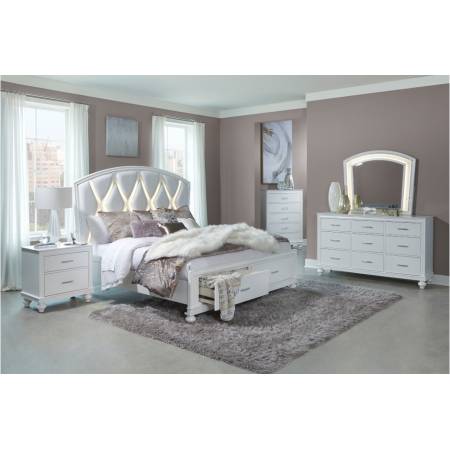 1436W-1*4 4PC SETS Queen Platform Bed with Footboard Storage