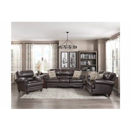 9268BRW*3 3PC SETS Sofa + Love Seat + Chair