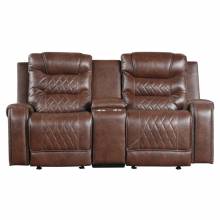 9405BR-2 Double Glider Reclining Love Seat with Center Console, Receptacles and USB Port
