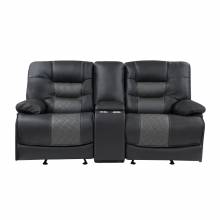 9388GRY-2 Double Glider Reclining Love Seat with Center Console, Receptacles and USB Ports